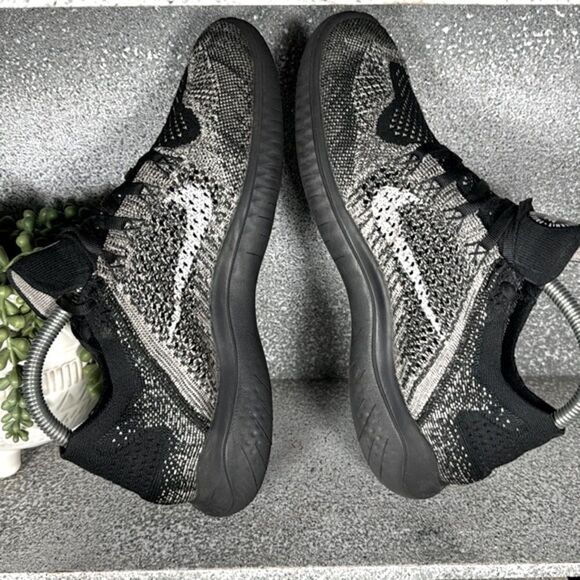 Nike Free Rn Flyknit 2018 Moon Particle Black Sneakers Shoes Size 7.5 - Picture 6 of 8